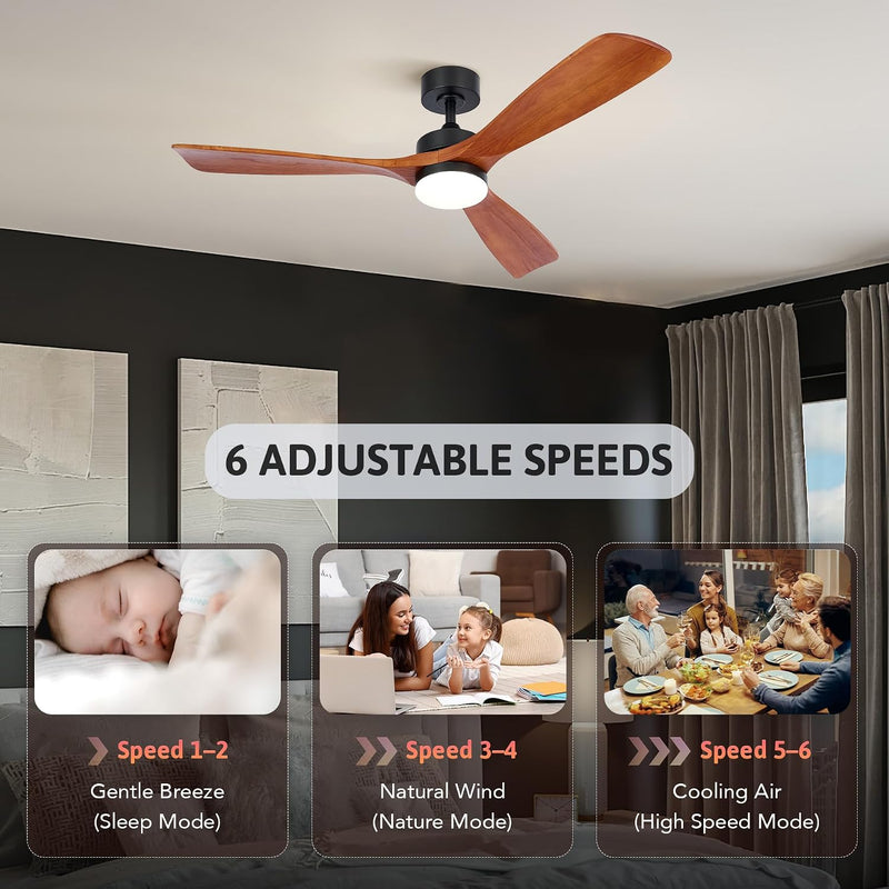 Ceiling Fan with Light Remote Control 52" Modern