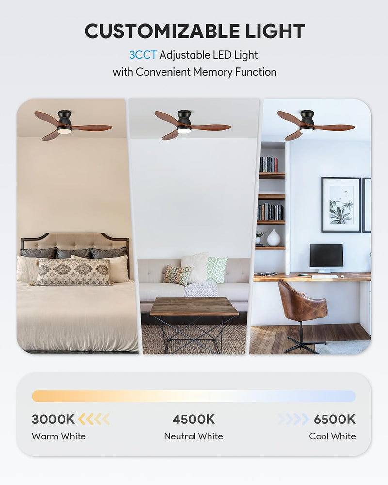 Ceiling Fan with Light Remote Control 52" Modern