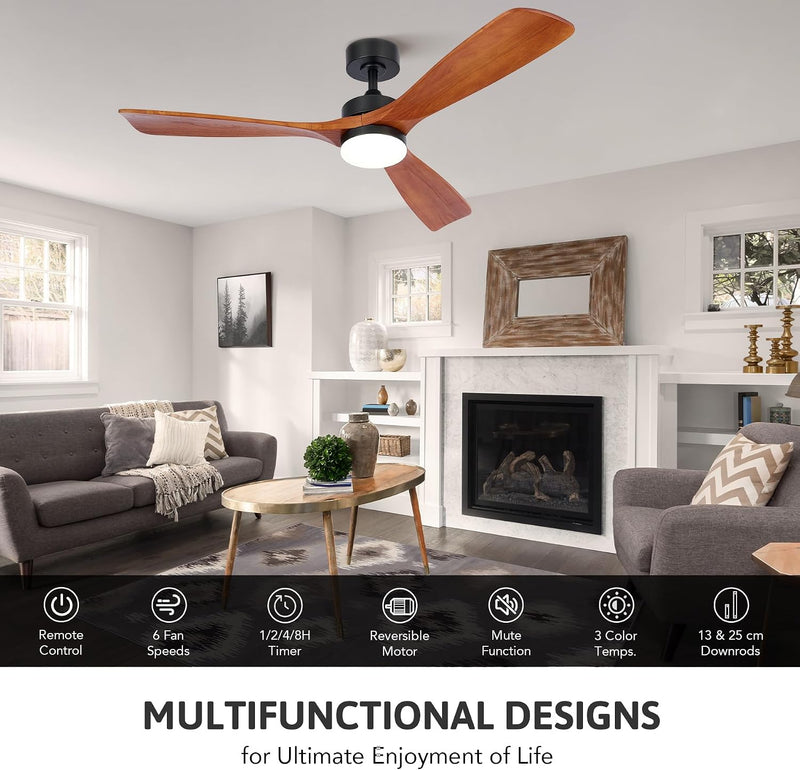 Ceiling Fan with Light Remote Control 52" Modern