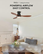 Ceiling Fan with Light Remote Control 52" Modern