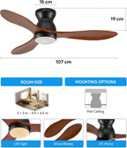Ceiling Fan with Light Remote Control 52" Modern