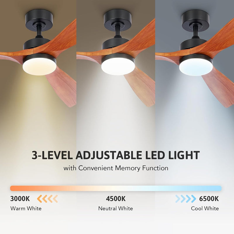 Ceiling Fan with Light Remote Control 52" Modern