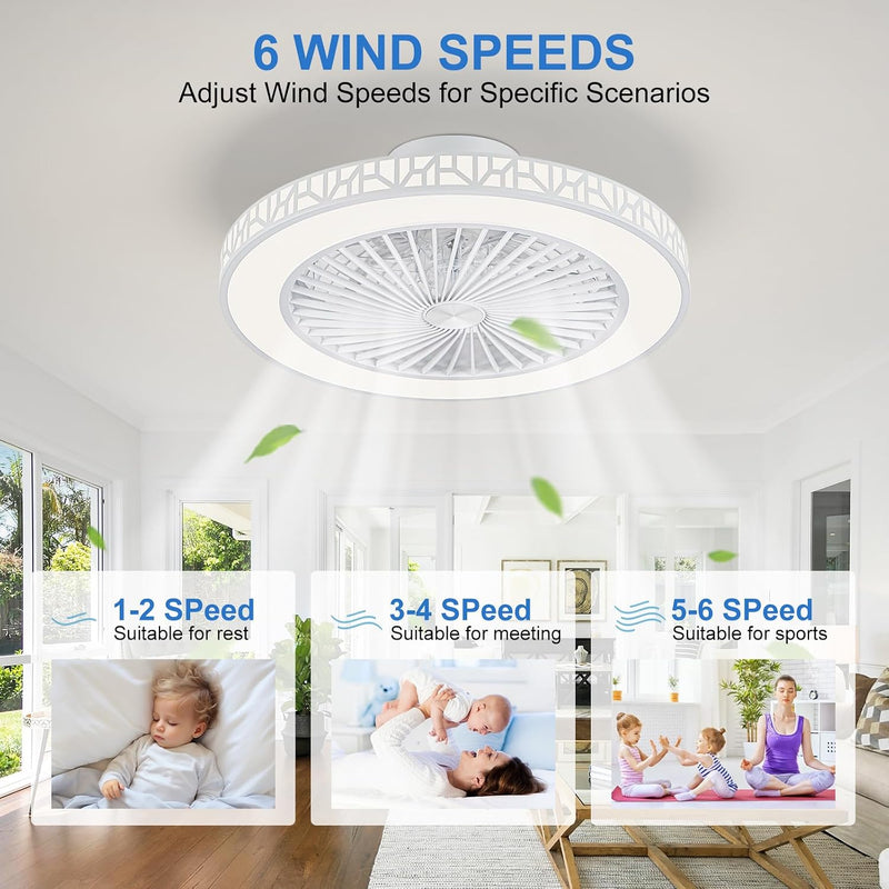 Ceiling Fan with Lights 48CM Iron Bladeless Fans
