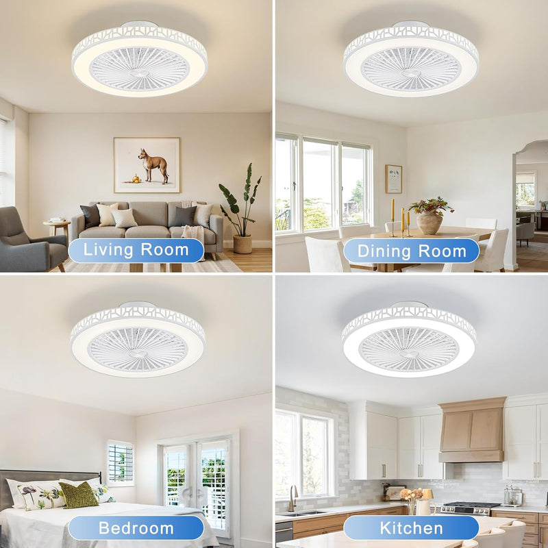 Ceiling Fan with Lights 48CM Iron Bladeless Fans