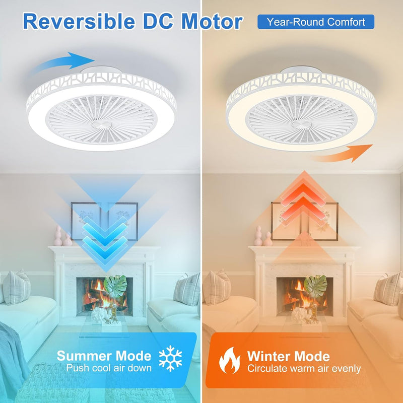 Ceiling Fan with Lights 48CM Iron Bladeless Fans