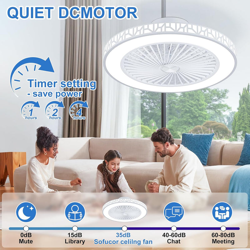 Ceiling Fan with Lights 48CM Iron Bladeless Fans
