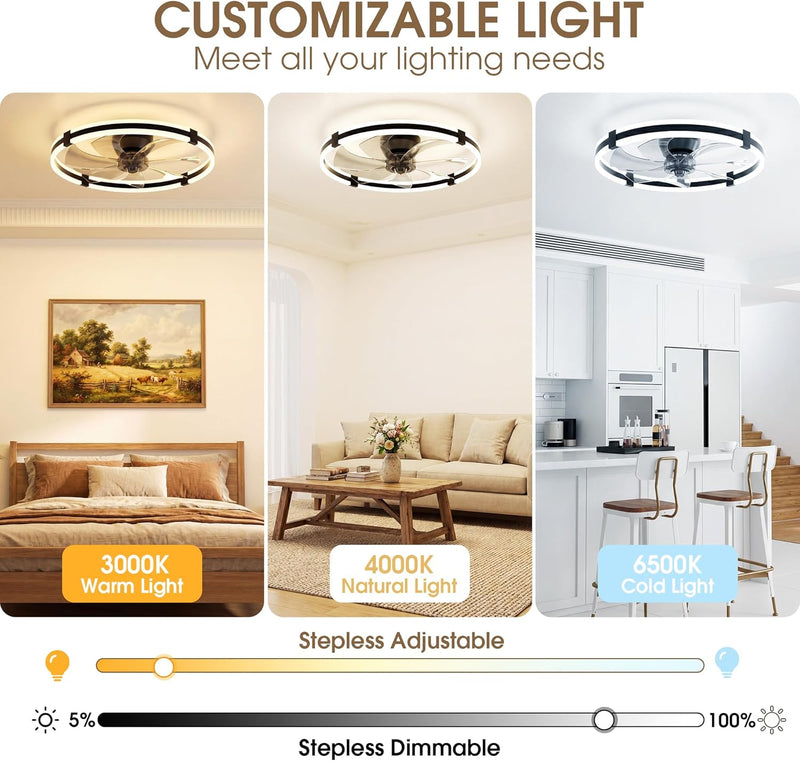 Ceiling Fan with Lights Remote 3 Colours