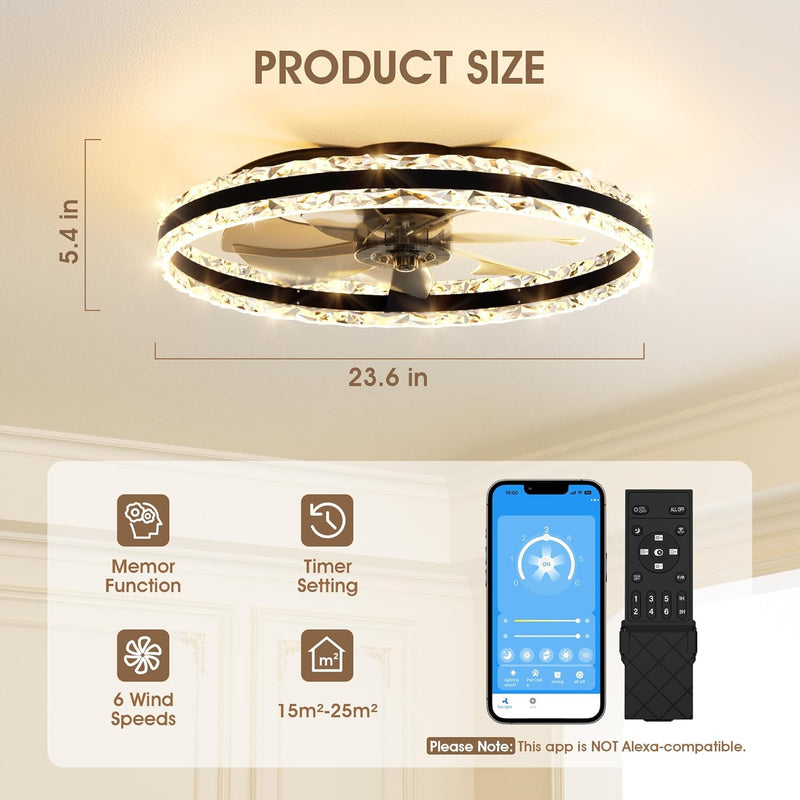 Ceiling Fan with Lights Remote 3000lm Dimmable