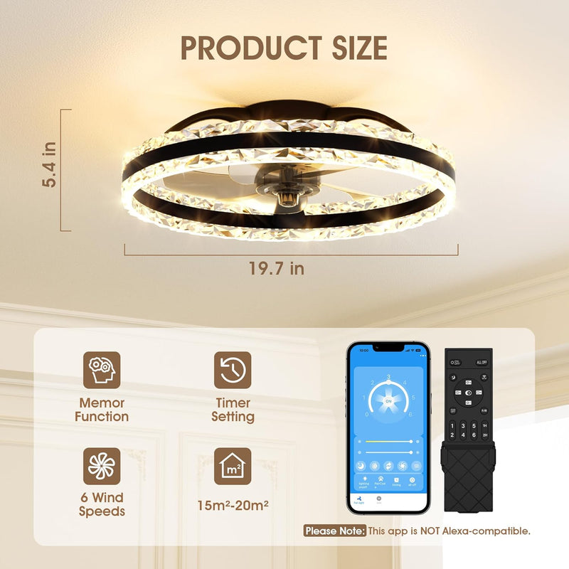 Ceiling Fan with Lights Remote 3000lm Dimmable