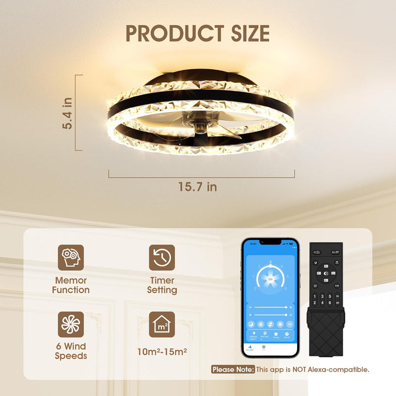Ceiling Fan with Lights Remote 3000lm Dimmable