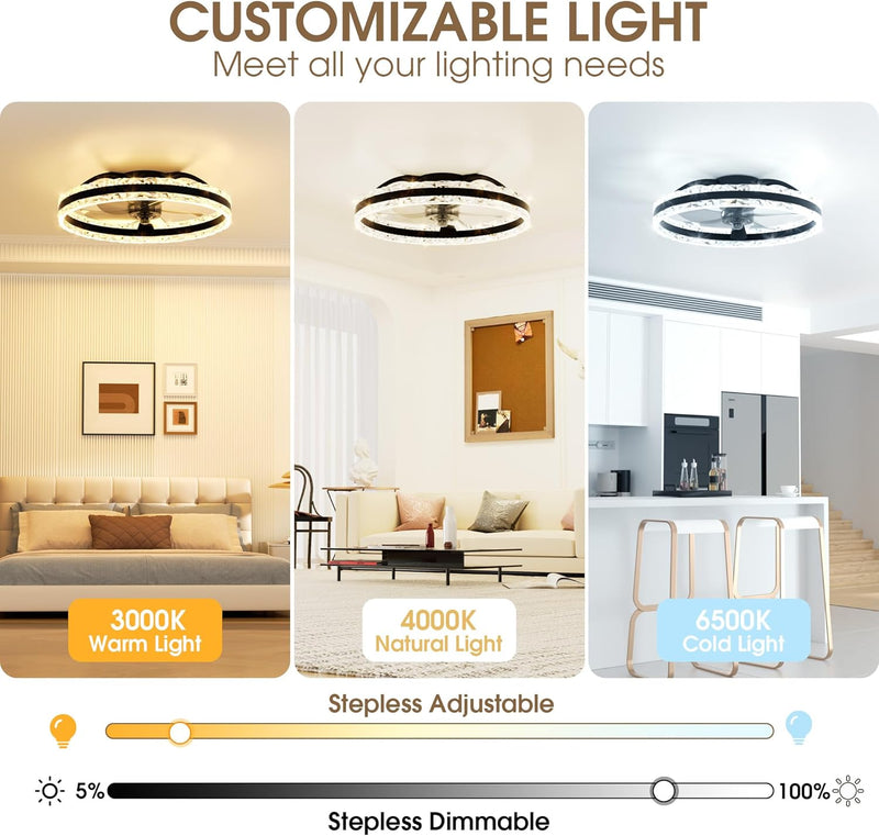 Ceiling Fan with Lights Remote 3000lm Dimmable