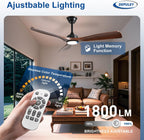 Ceiling Fan with Light Modern: 52 Inch