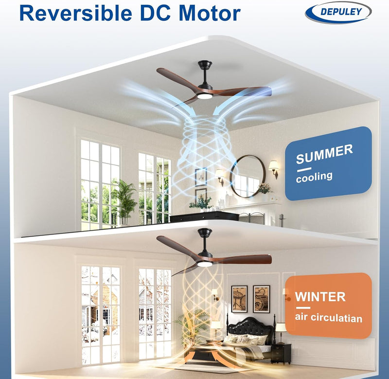 Ceiling Fan with Light Modern: 52 Inch
