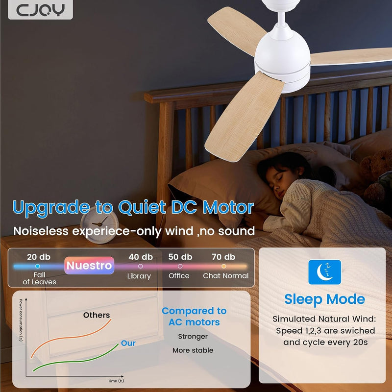 Ceiling Fans with Lights 38inch Small Fan Dimmable