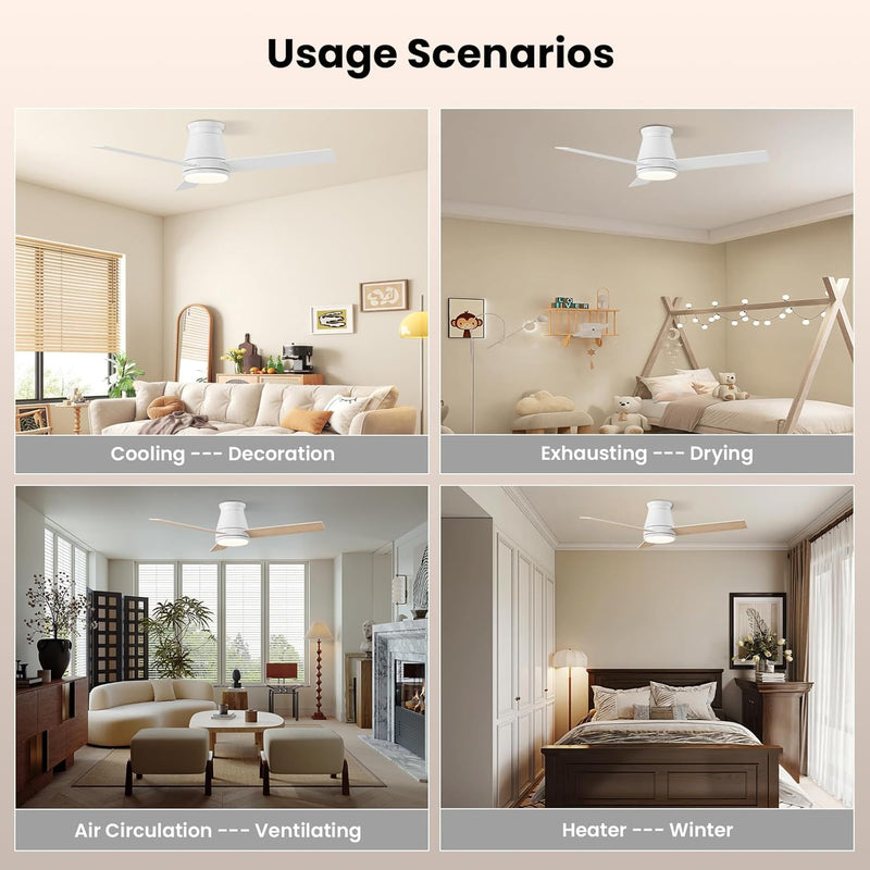 Ceiling Fans with Lights 42'' Flush Mount Fan