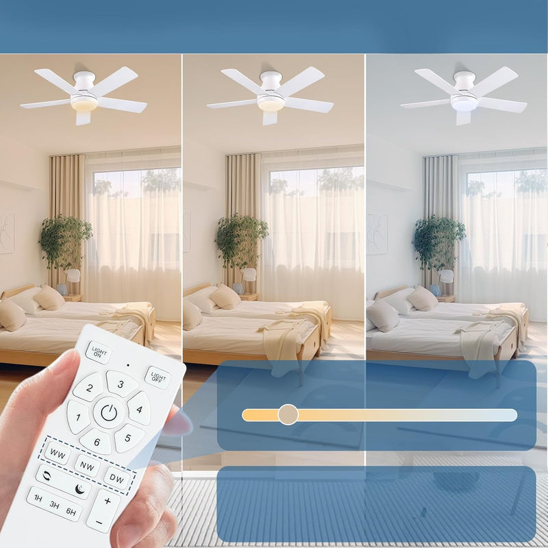 Ceiling Fans with Lights 42'' Flush Mount Fan