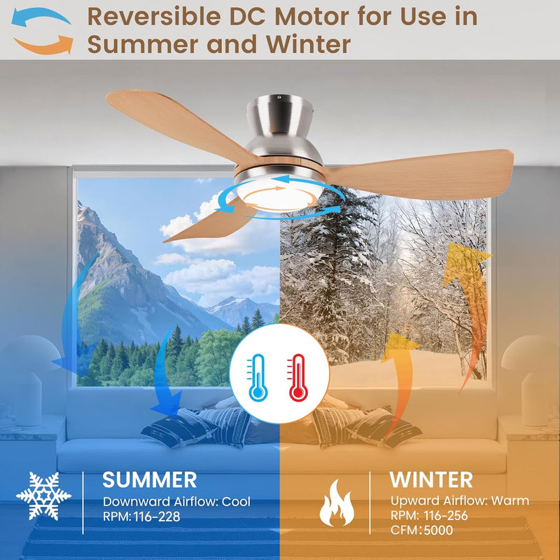Ceiling Fans with Lights 42'' Flush Mount Fan