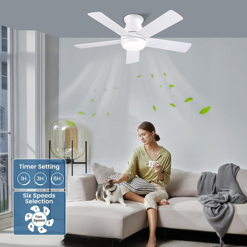 Ceiling Fans with Lights 42'' Flush Mount Fan