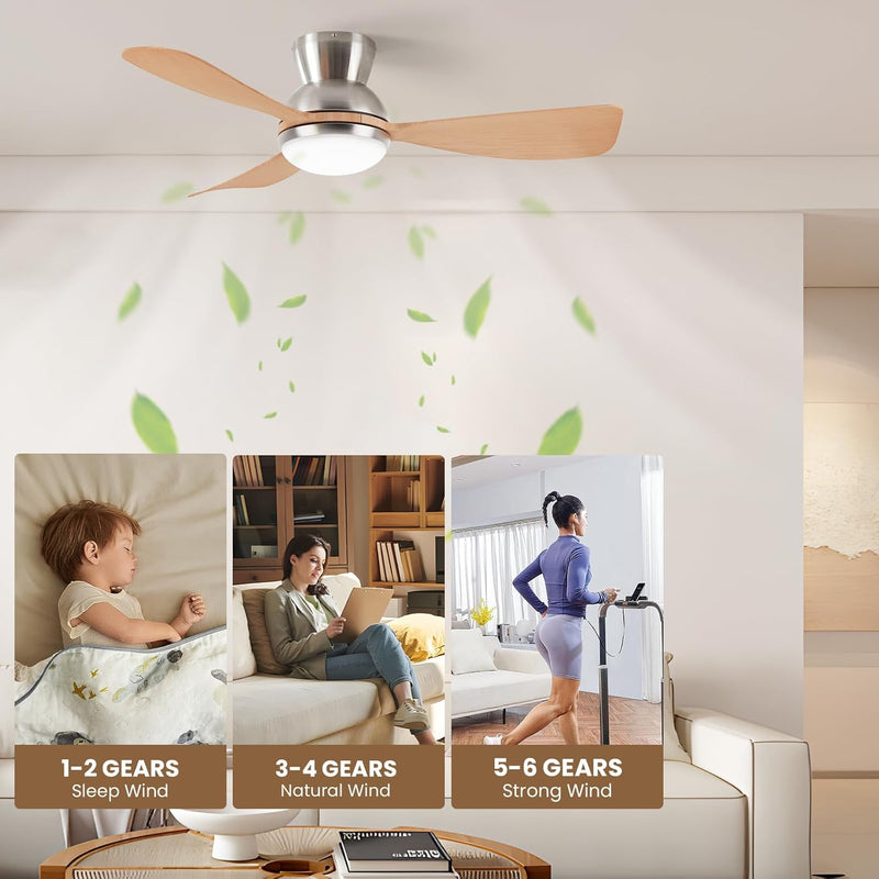 Ceiling Fans with Lights 42'' Flush Mount Fan