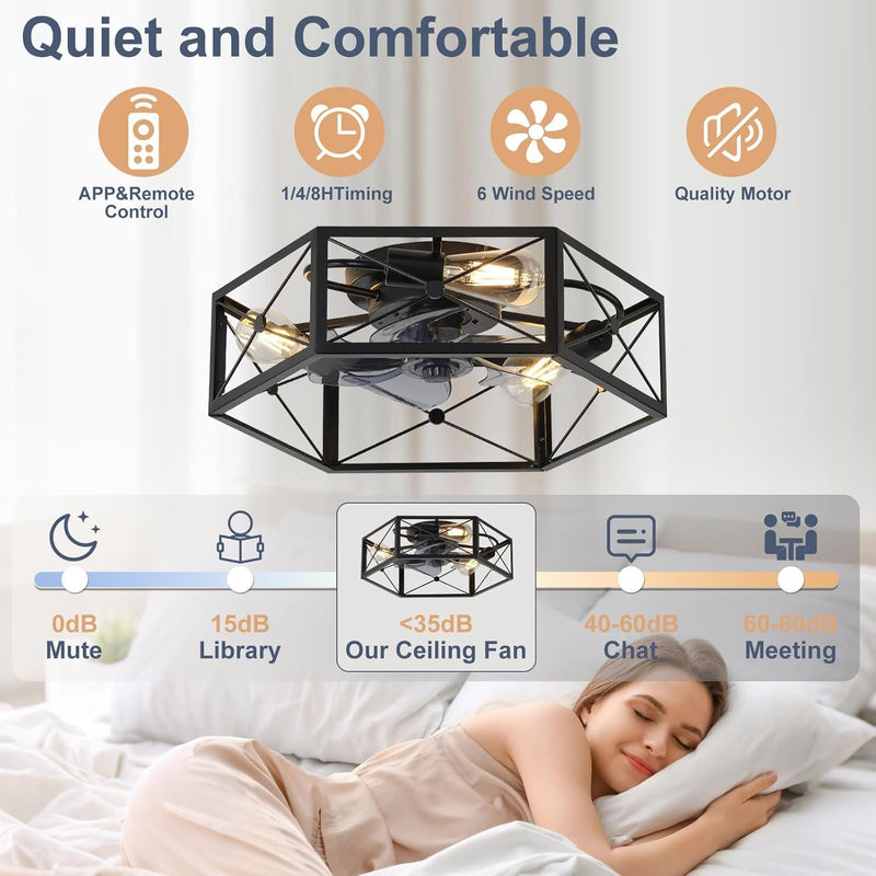 Ceiling Fans with Lights 50CM Industrial Fan 6