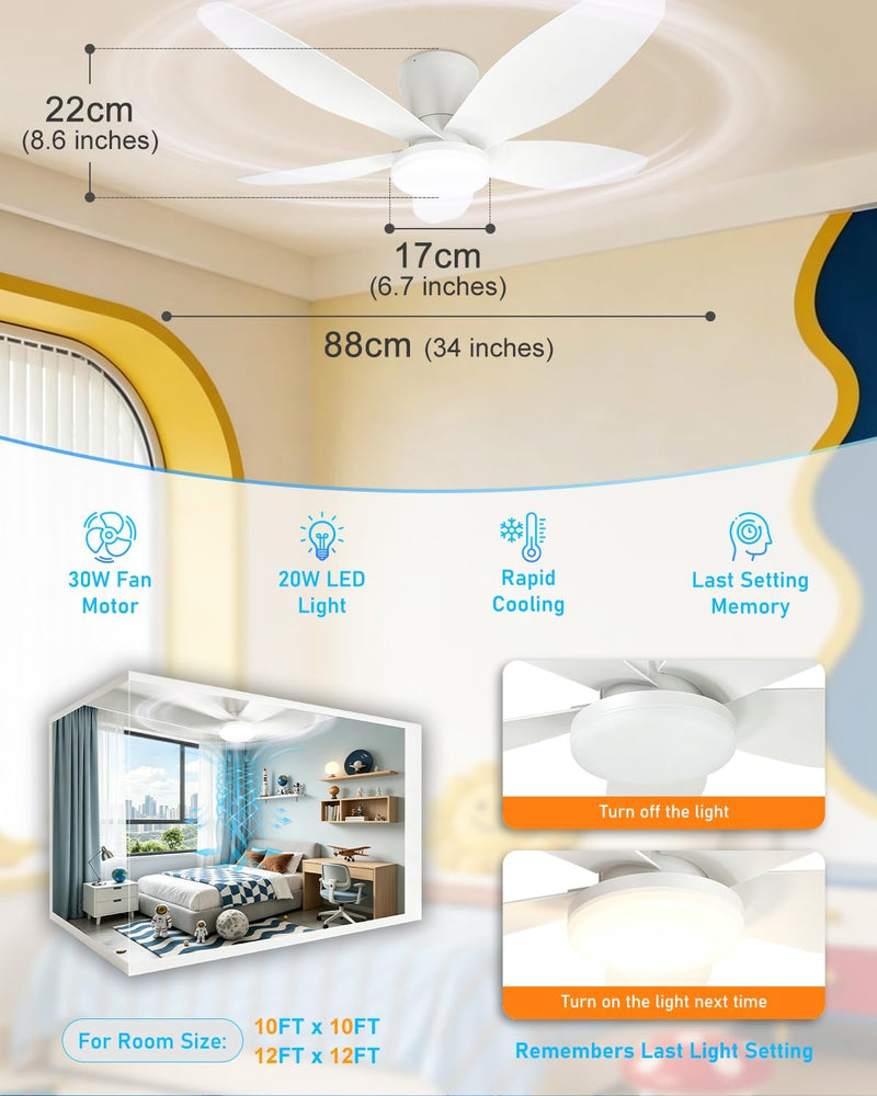 Ceiling Fans with Lights and Remote 25