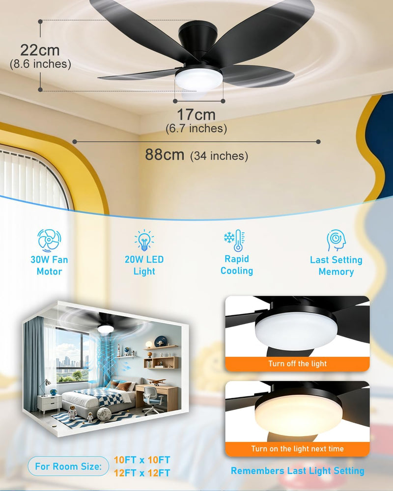 Ceiling Fans with Lights and Remote 25