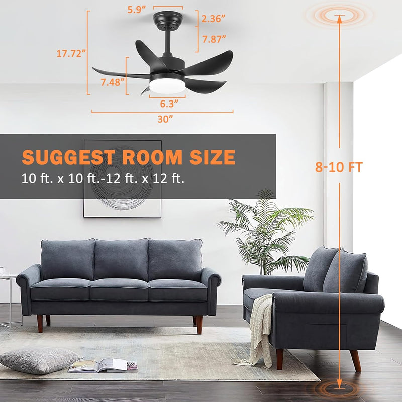 Ceiling Fans with Lights and Remote 30 Inch