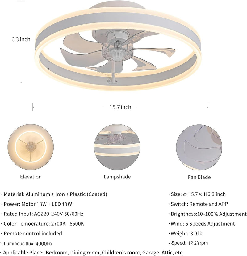 Ceiling Fans with Lights and Remote 45W