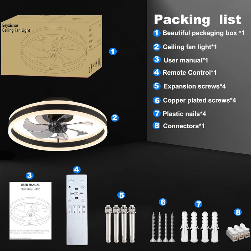 Ceiling Fans with Lights and Remote 45W