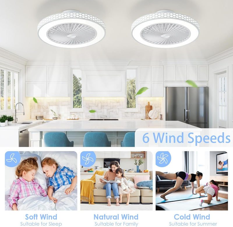 Ceiling Fans with Lights and Remote 48CM 6 Speeds
