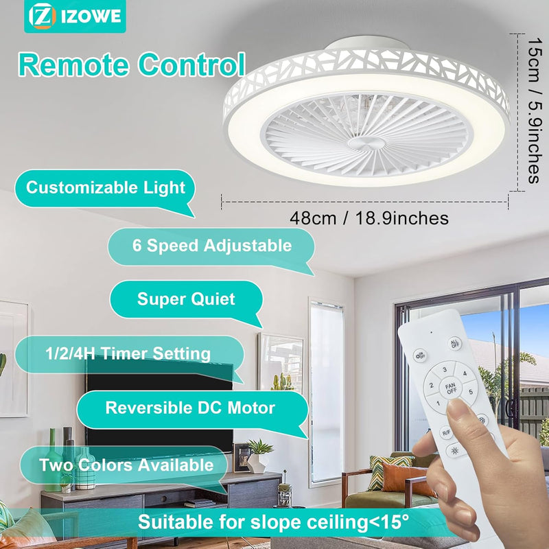 Ceiling Fans with Lights and Remote 48CM Modern