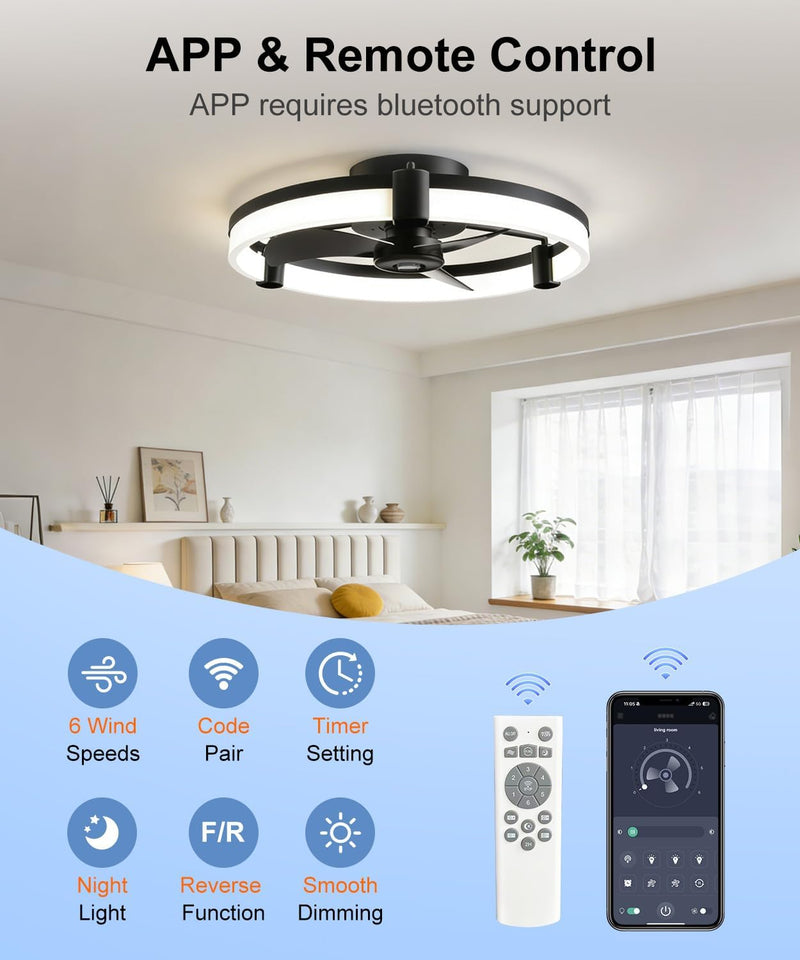 Ceiling Fans with Lights and Remote 50CM Low
