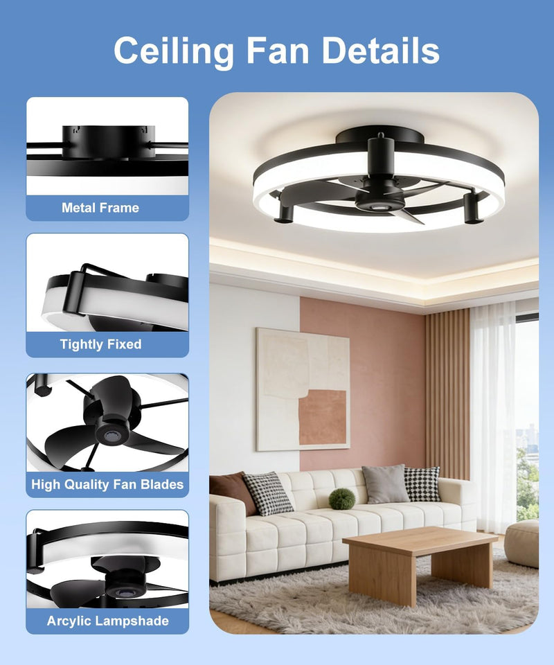 Ceiling Fans with Lights and Remote 50CM Low
