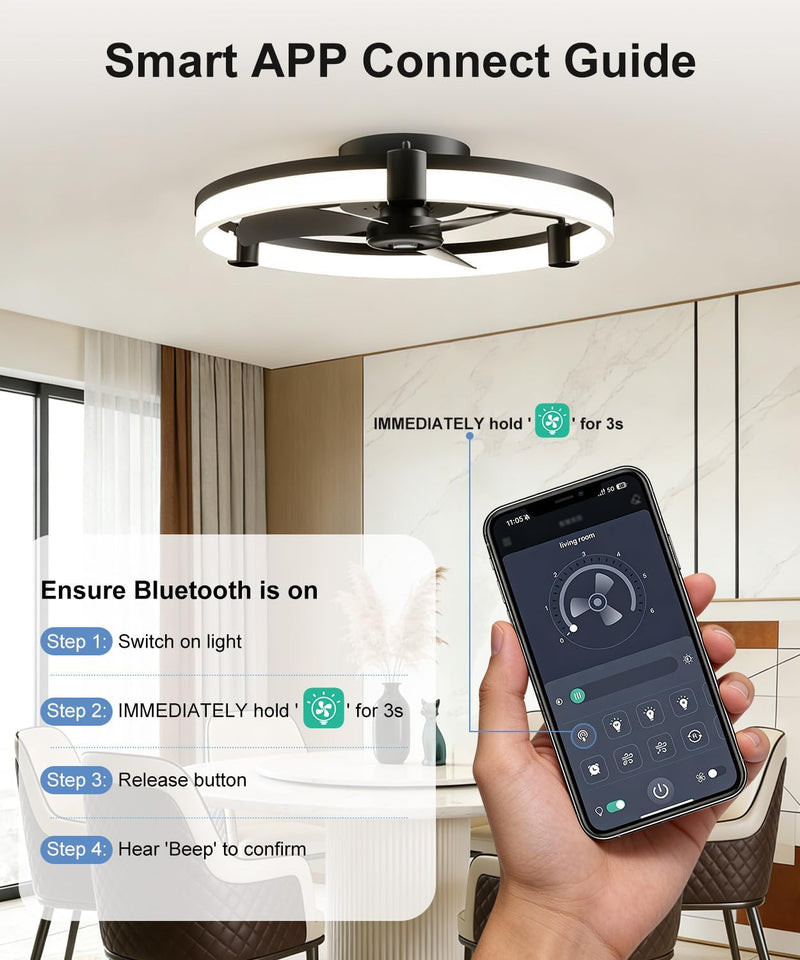 Ceiling Fans with Lights and Remote 50CM Low