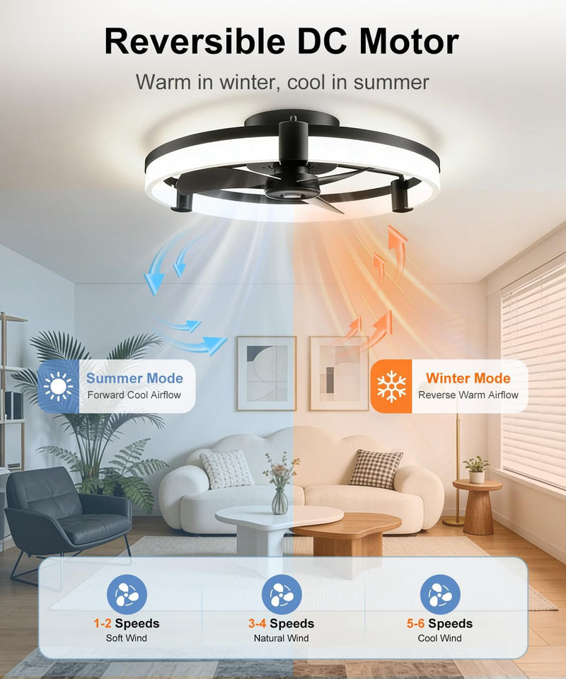 Ceiling Fans with Lights and Remote 50CM Low