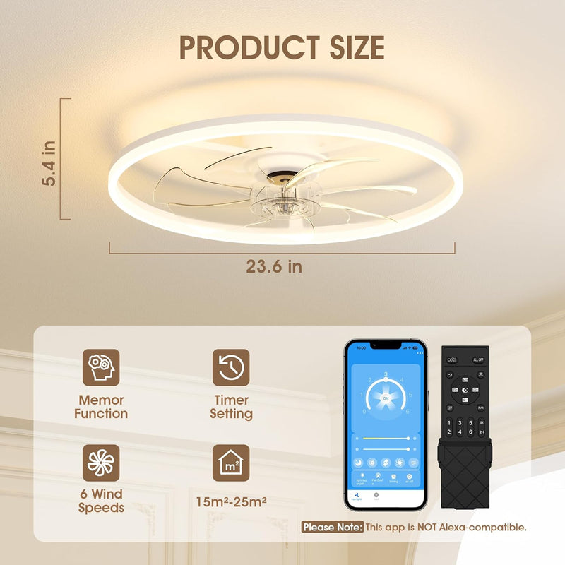 Ceiling Fans with Lights and Remote 6 Speeds