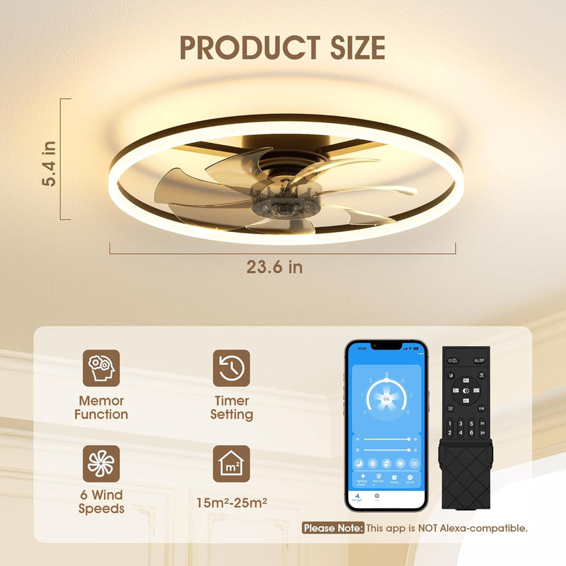 Ceiling Fans with Lights and Remote 6 Speeds