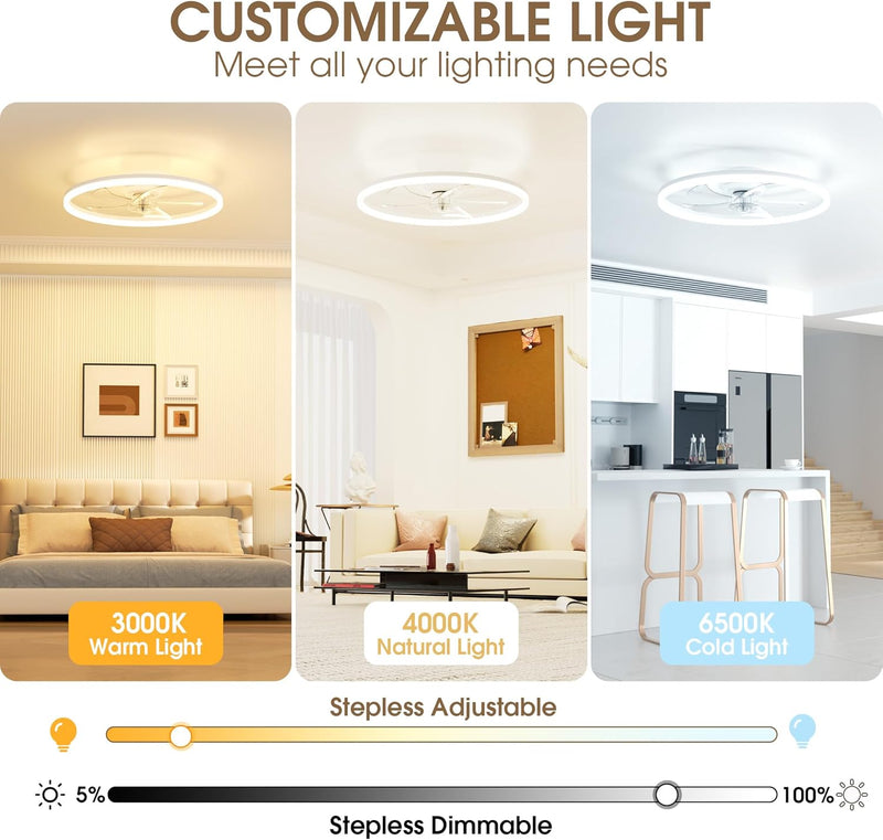 Ceiling Fans with Lights and Remote 6 Speeds