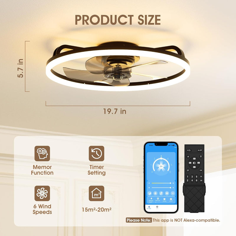 Ceiling Fans with Lights and Remote 6 Speeds