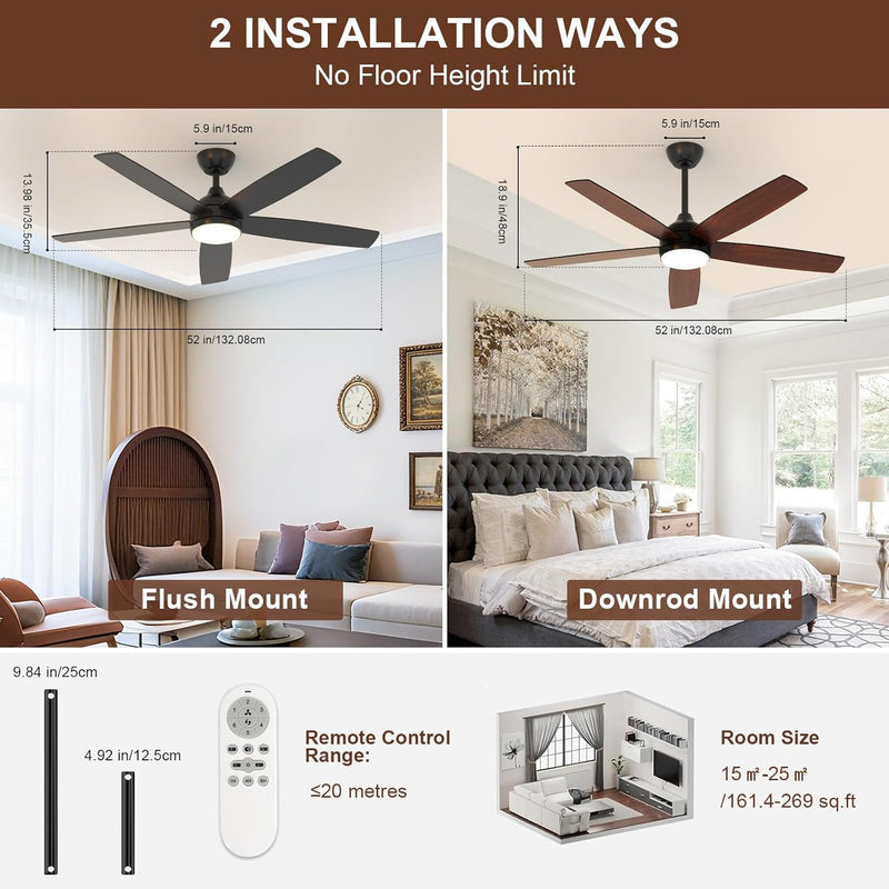 Ceiling Fans with Lights and Remote 6 Speeds