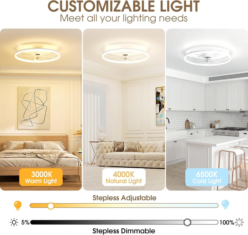 Ceiling Fans with Lights and Remote 6 Speeds