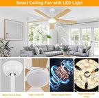 Ceiling Fans with Lights and Remote 6 Speeds
