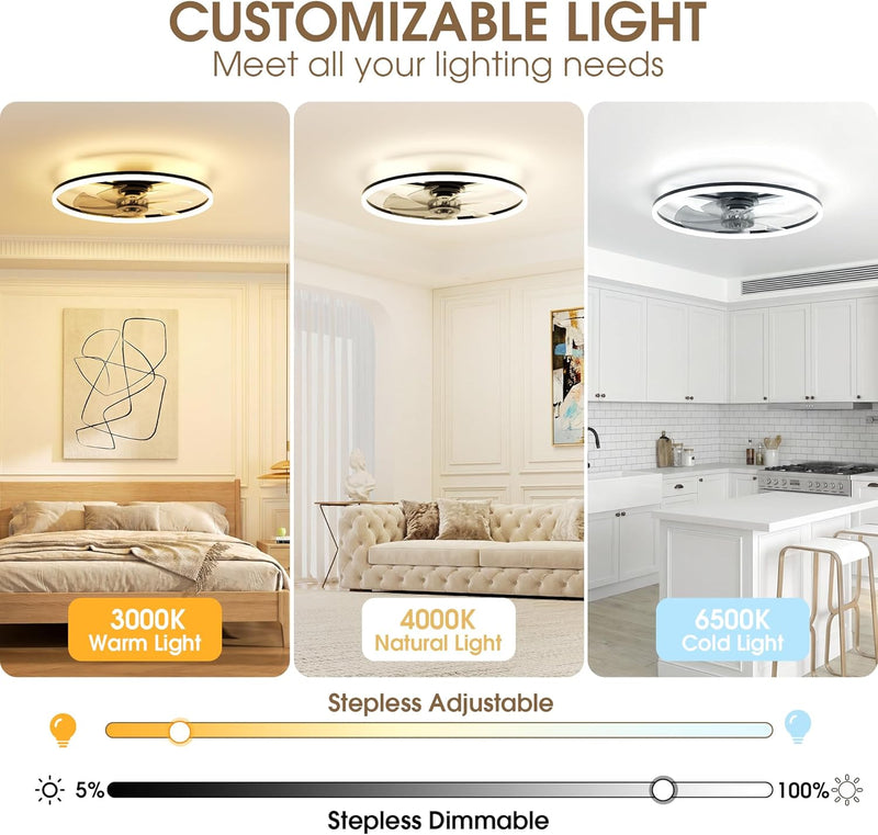 Ceiling Fans with Lights and Remote 6 Speeds