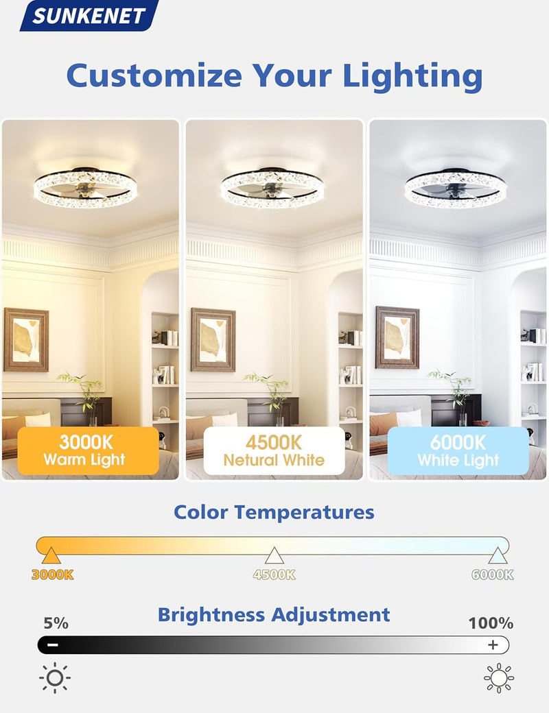 Ceiling Fans with Lights and Remote LED