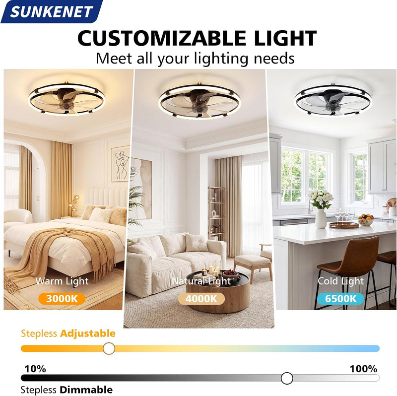 Ceiling Fans with Lights and Remote LED