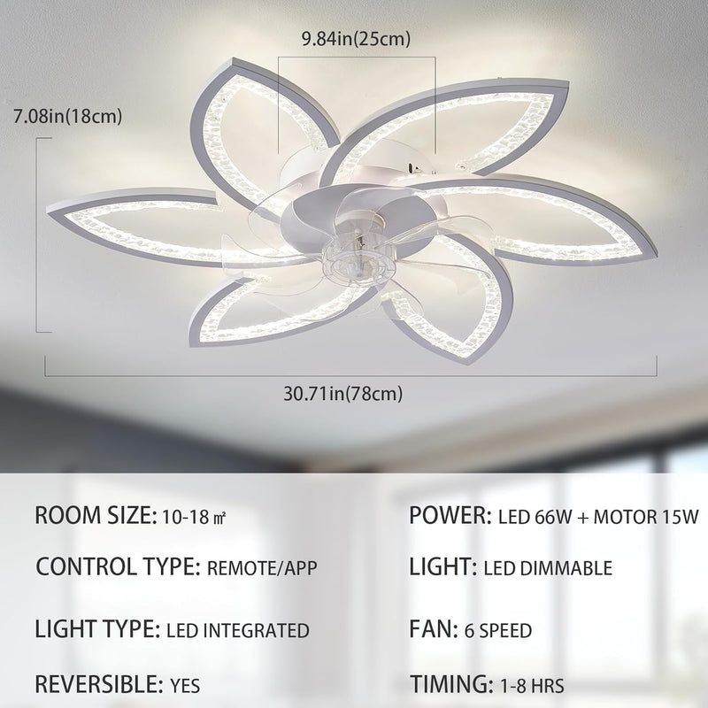 Ceiling Fans with Lights and Remote Modern Dimmable