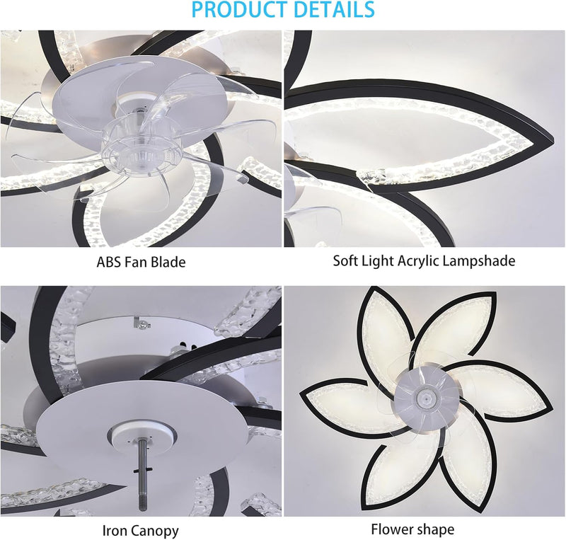 Ceiling Fans with Lights and Remote Modern Dimmable