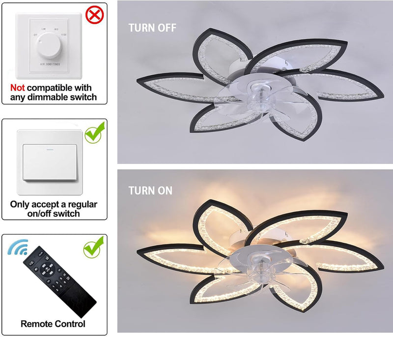 Ceiling Fans with Lights and Remote Modern Dimmable