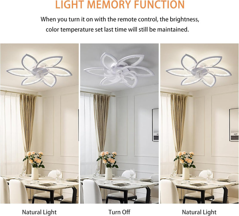 Ceiling Fans with Lights and Remote Modern Dimmable