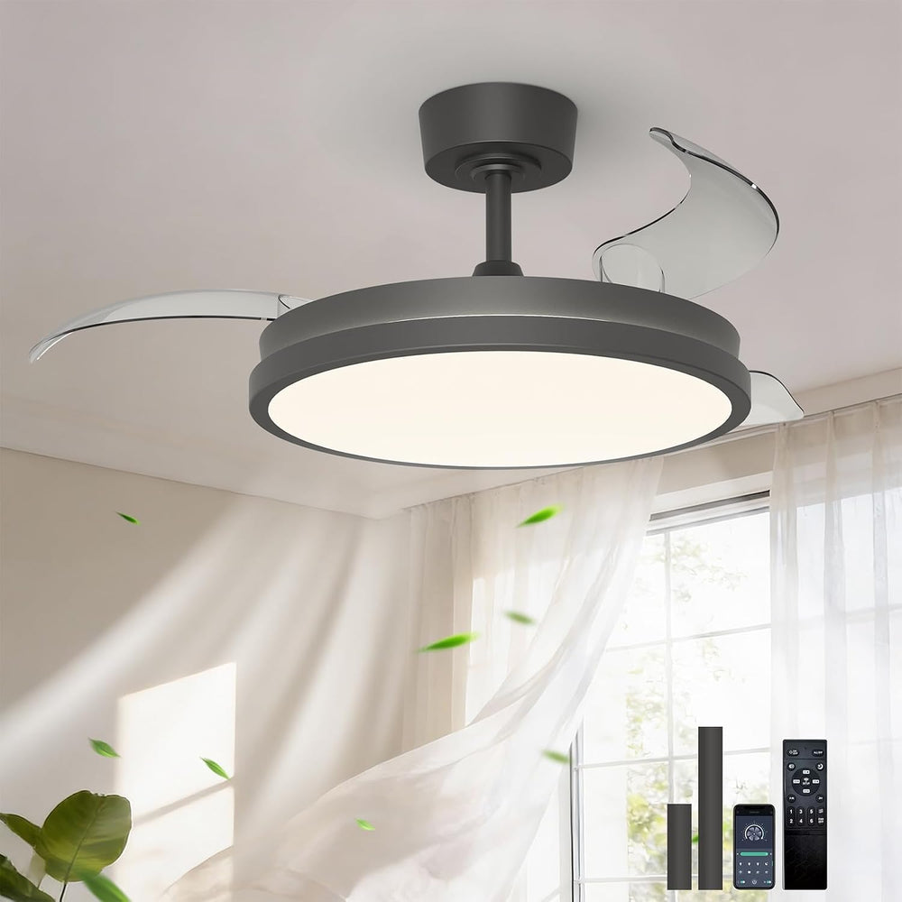 Ceiling Fans with Lights and Remote Retractable Blades
